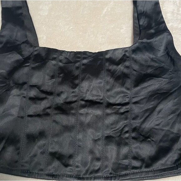 Y2k Black satin tie up corset going out top medium - Picture 2 of 5